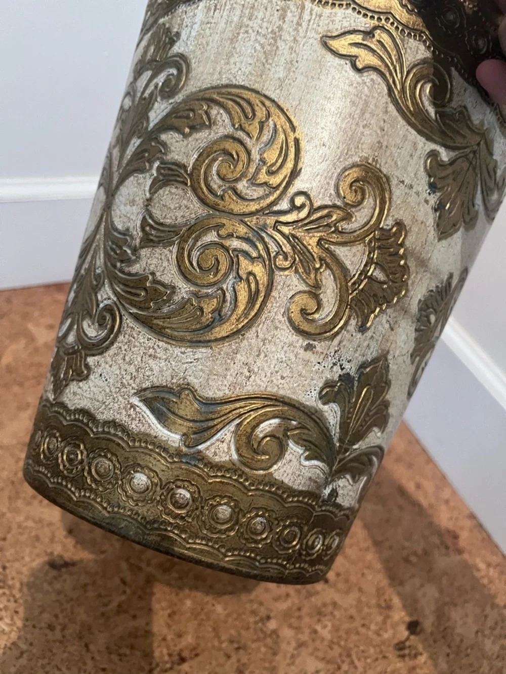 Vintage Florentine Waste Basket gold wastebasket trash can bathroom - Picture 9 of 12